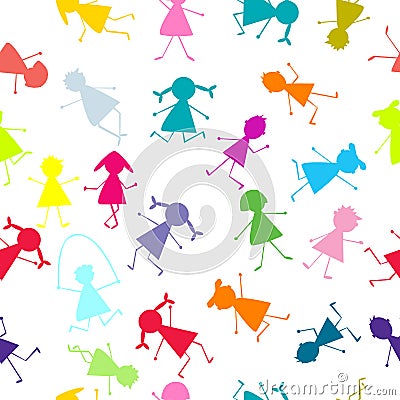 Seamless with stilyzed colored kids Stock Photo