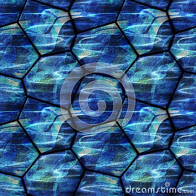 Seamless stone pattern with water surface and waves Stock Photo
