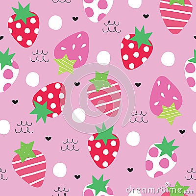 Seamless strawberry pattern vector illustration Vector Illustration