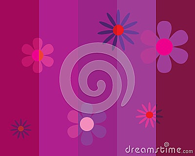 Seamless striped background with flowers Vector Illustration