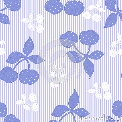 Seamless striped floral blue background Vector Illustration