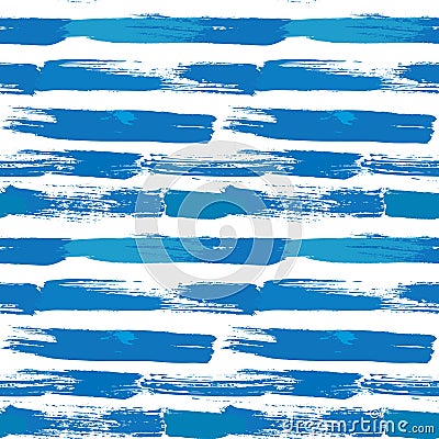 Seamless stripes pattern with lines and ink splashes in blue col Vector Illustration
