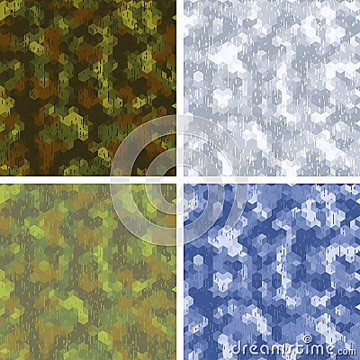 Seamless stylized camouflage patterns with Vector Illustration