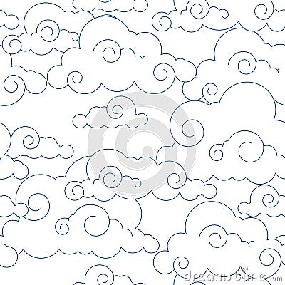 Seamless stylized clouds pattern Vector Illustration