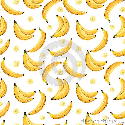 Seamless summer banana abstract pattern Cartoon Illustration