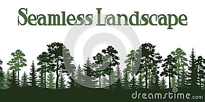 Seamless, Summer Forest Silhouettes Vector Illustration