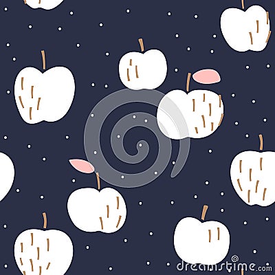 Seamless summer pattern with minimalistic apples. Modern fruit background. Vector illustration Vector Illustration