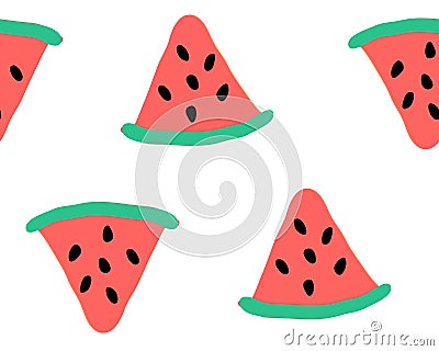 Seamless summer pattern with watermelon slices. Vector illustration Vector Illustration