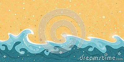 Seamless summer, sand, and water wave border Vector Illustration