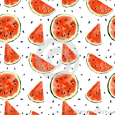 Seamless summer watermelon abstract pattern Cartoon Illustration