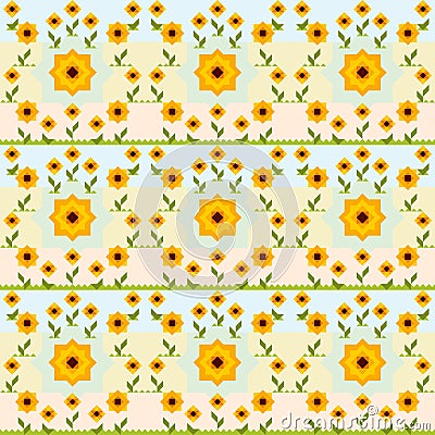 Seamless sunflower vector pattern. Vector Illustration