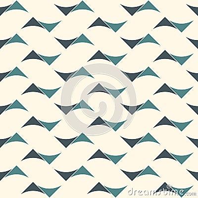 Seamless surface pattern with abstract waves. Contemporary print with geometric forms. Modern ornament with triangles. Vector Illustration