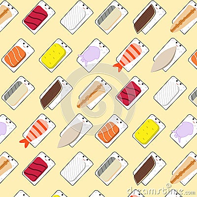 Seamless sushi pattern Vector Illustration