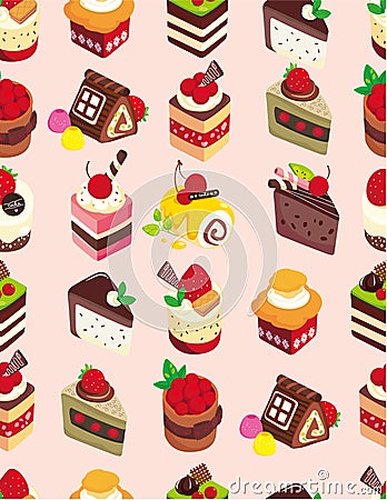 Seamless sweet cake pattern Vector Illustration