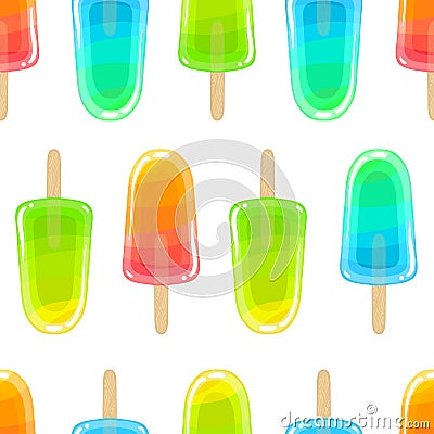 Seamless sweet cool pattern with colorful choc. Rainbow eskimo. Vector Illustration
