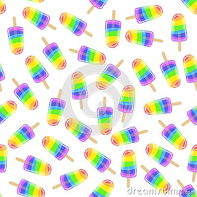 Seamless sweet cool pattern with colorful choc. Rainbow eskimo. Vector Illustration