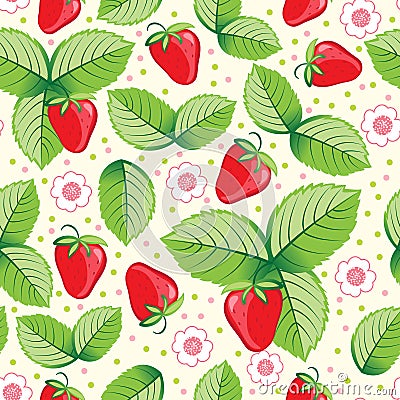 Seamless sweet strawberry background. Vector Illustration