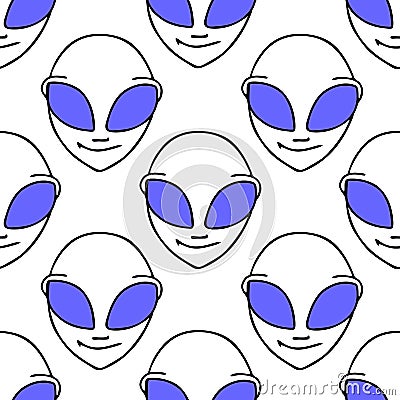 seamless symmetrical black and blue pattern with a close-up humanoin face on a white background Stock Photo