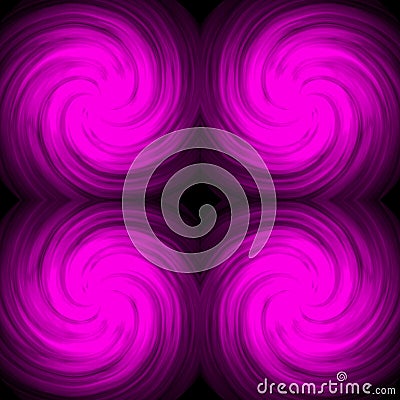 Seamless symmetrical image of a purple galaxy on a black background. Pink abstraction with a mirror pattern of circular motion Stock Photo