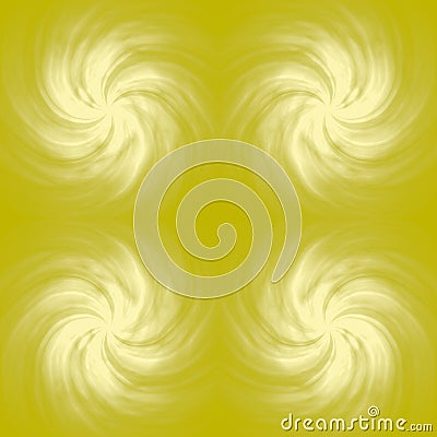 Seamless symmetrical image of a white galaxy on a yellow background. Yellow abstraction with a mirror pattern with circular motion Stock Photo