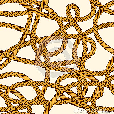 Seamless tangled rope loops pattern Vector Illustration