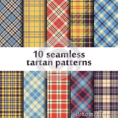 10 seamless tartan patterns Vector Illustration