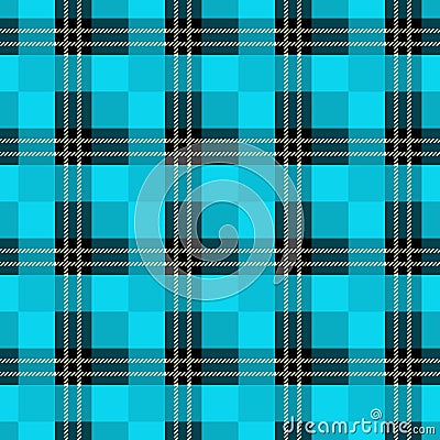 Seamless tartan plaid pattern. Checkered fabric texture print in dark grayish blue, navy, pale blue and white Stock Photo