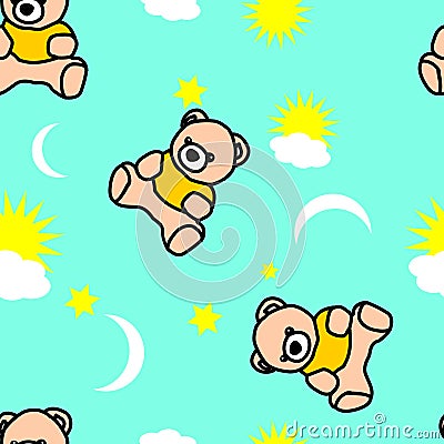 Seamless teddy bear pattern for baby textiles Vector Illustration