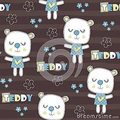 Seamless teddy bear pattern vector illustration Vector Illustration