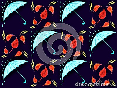 Seamless texture blue umbrellas Stock Photo