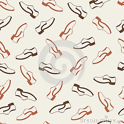 Seamless texture with brown mens shoes contours Vector Illustration