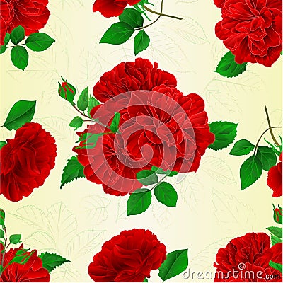 Seamless texture bunch Three red roses with buds and simple rose vintage festive background vector illustration editable Vector Illustration