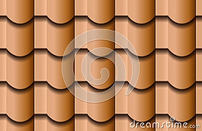 Seamless texture of ceramic waves rooftop background. Repeating pattern of traditional beige clay roof tiles Stock Photo