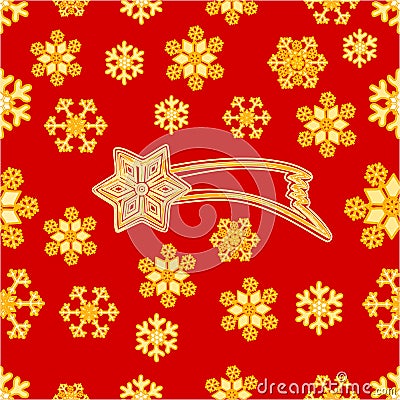 Seamless texture Christmas comet and snowflakes vector Vector Illustration