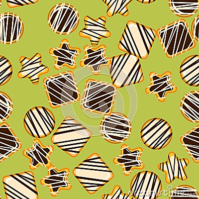Seamless texture with cookies. Vector Illustration
