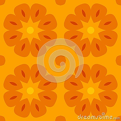 Seamless texture with cute stylized flowers in warm orange Stock Photo