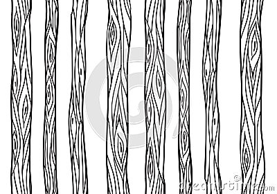 Seamless texture with doodle tree trunks. Vector Illustration