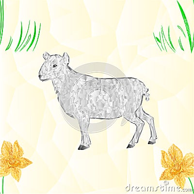 Seamless texture Easter lamb and Daffodil polygons vector Vector Illustration