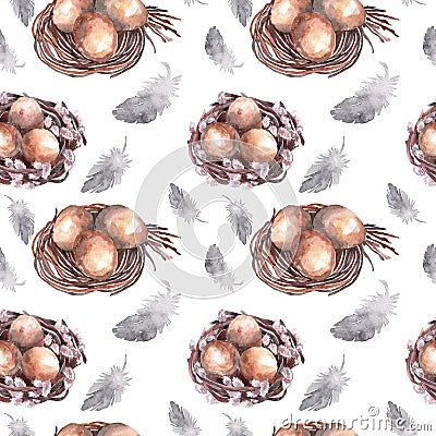 Seamless texture for Easter on a white background, watercolor Stock Photo