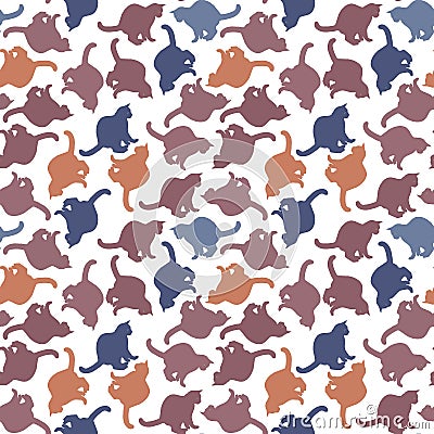 Seamless texture or endless pattern - colored cats. Wallpaper, background for a site or blog, textiles, packaging Vector Illustration