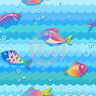Seamless texture with fish Vector Illustration