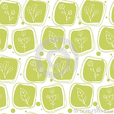 Seamless texture with floral pattern in doodle style. Vector Illustration