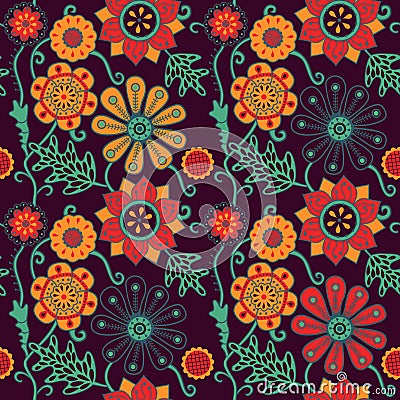 Seamless texture with flowers. Endless floral pattern. Stock Photo