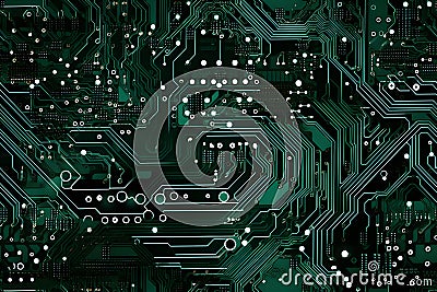 seamless texture and full-frame background of circuit board topology, neural network generated image. Stock Photo