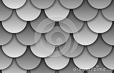 Seamless texture of grey rooftop background. Repeating gray pattern of silver fish scales roof tiles Stock Photo