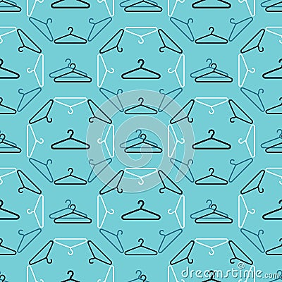 Seamless texture with hangers. Isolated linear simple flat shapes. Vector Illustration