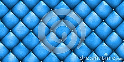 Seamless texture leather upholstery sofa blue. 3D illustration Cartoon Illustration