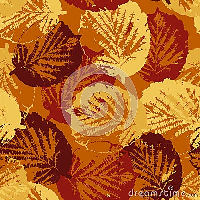 Seamless texture of leaves on warm background Vector Illustration