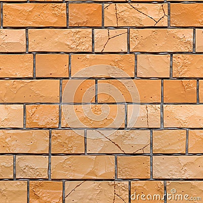 Seamless texture of orange grunge brickwall. 3d render Stock Photo