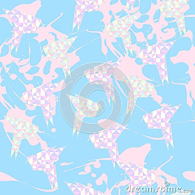 Seamless texture of origami cranes Vector Illustration